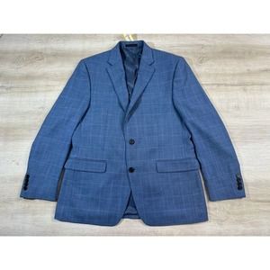 Polo Ralph Lauren Men 40R Light Blue Sharkskin Sport Plaid Coat Stretch
